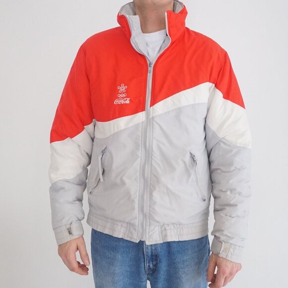 Sunice Calgary 1988 Olympic Winter Games Coca-Cola Gray Red Zip Up Winter Coat M - Picture 2 of 16